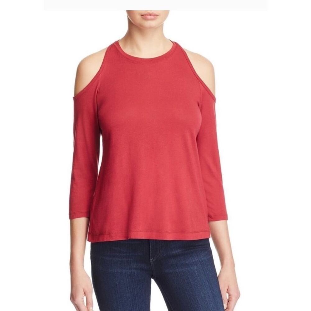 Splendid New Cold Shoulder Top Modal Cotton Stretchy Burgundy Red M